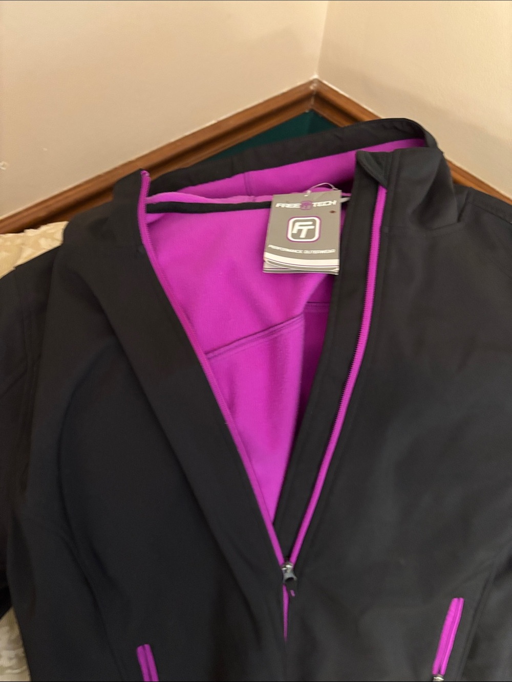 Free Tech Black Utility Jacket with Purple Lining